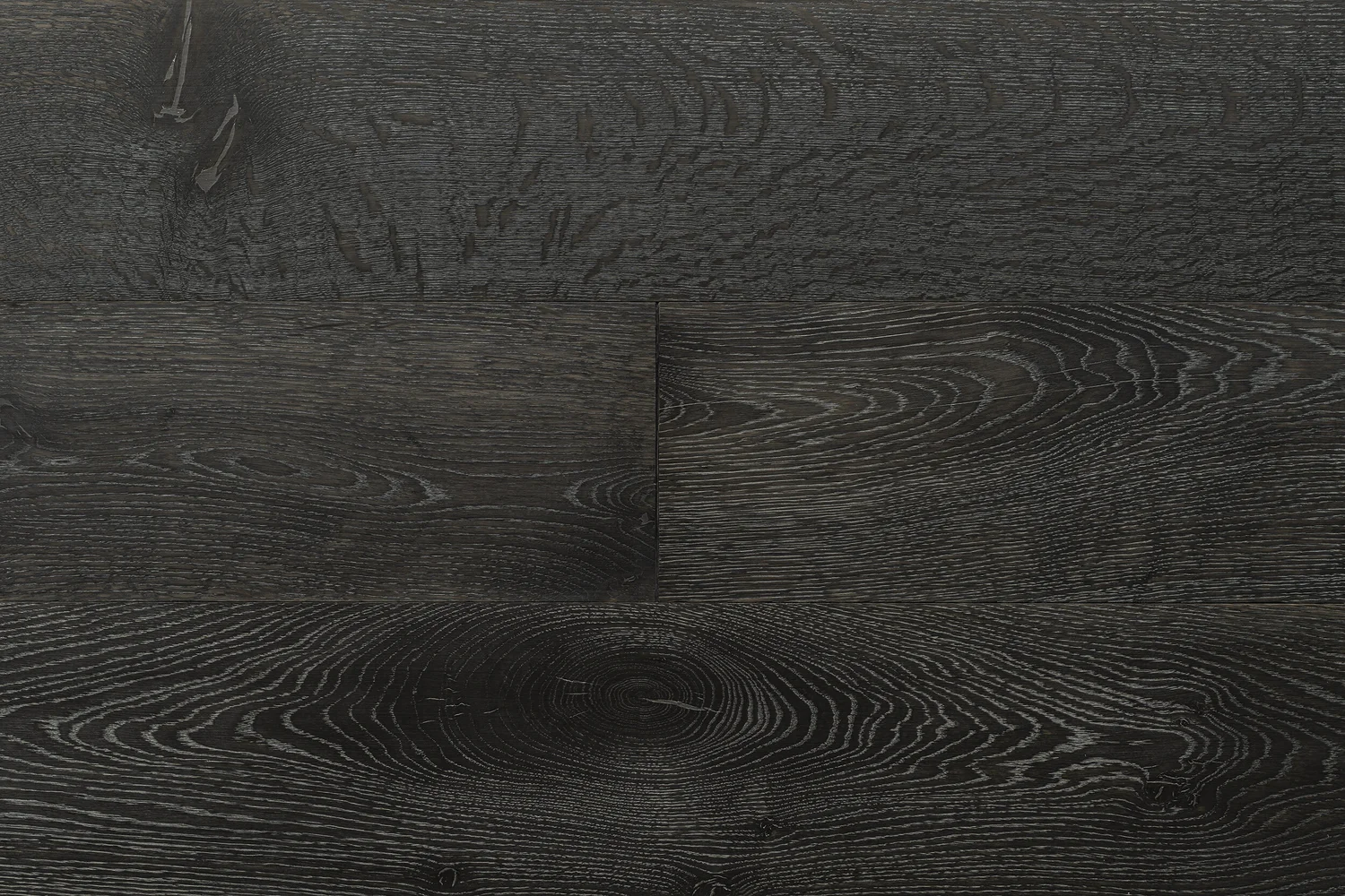 Nox — Black-brown cerused oak wide plank flooring